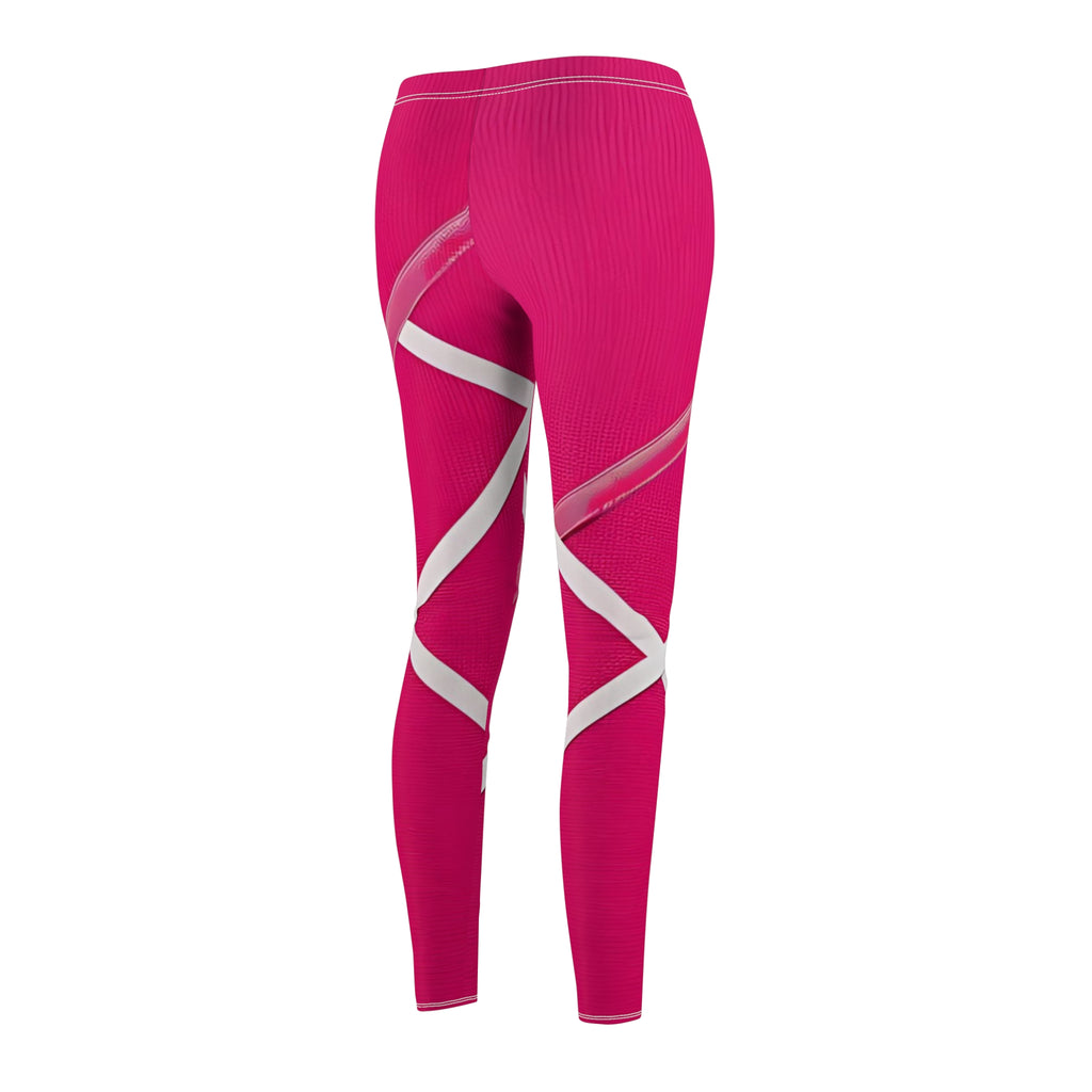 Stylish Women's Cut & Sew Casual Leggings with Unique Design in Bright Pink