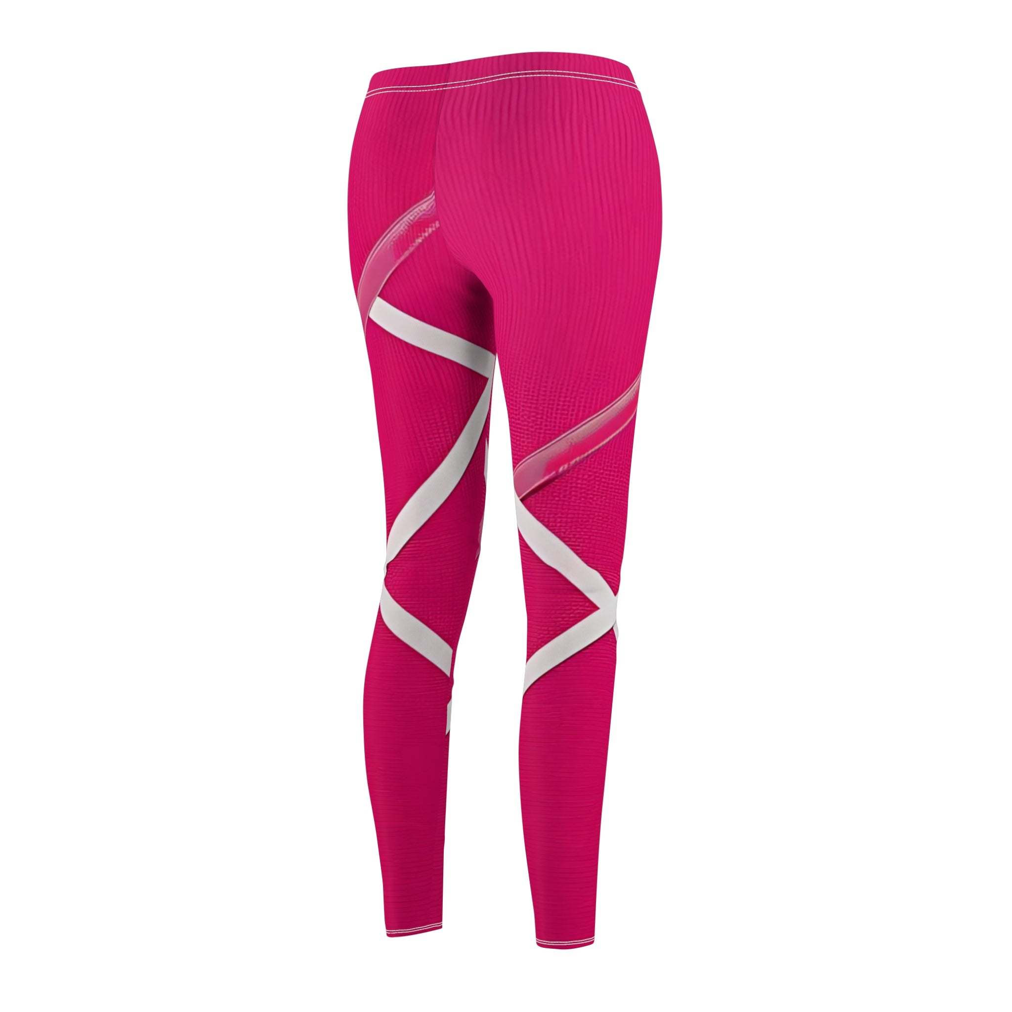 Stylish Women's Cut & Sew Casual Leggings with Unique Design in Bright Pink