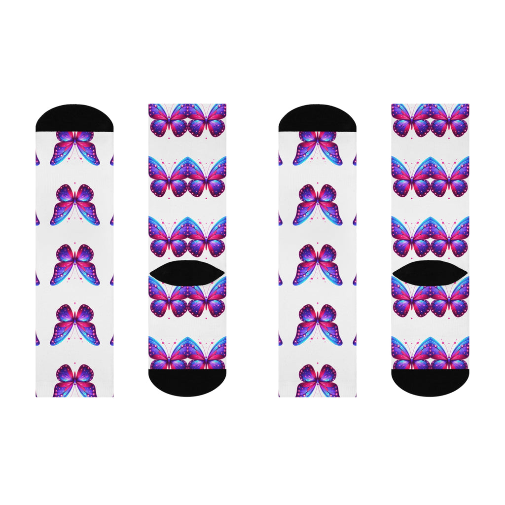 Colorful Butterfly Cushioned Crew Socks - Perfect for Spring Celebrations
