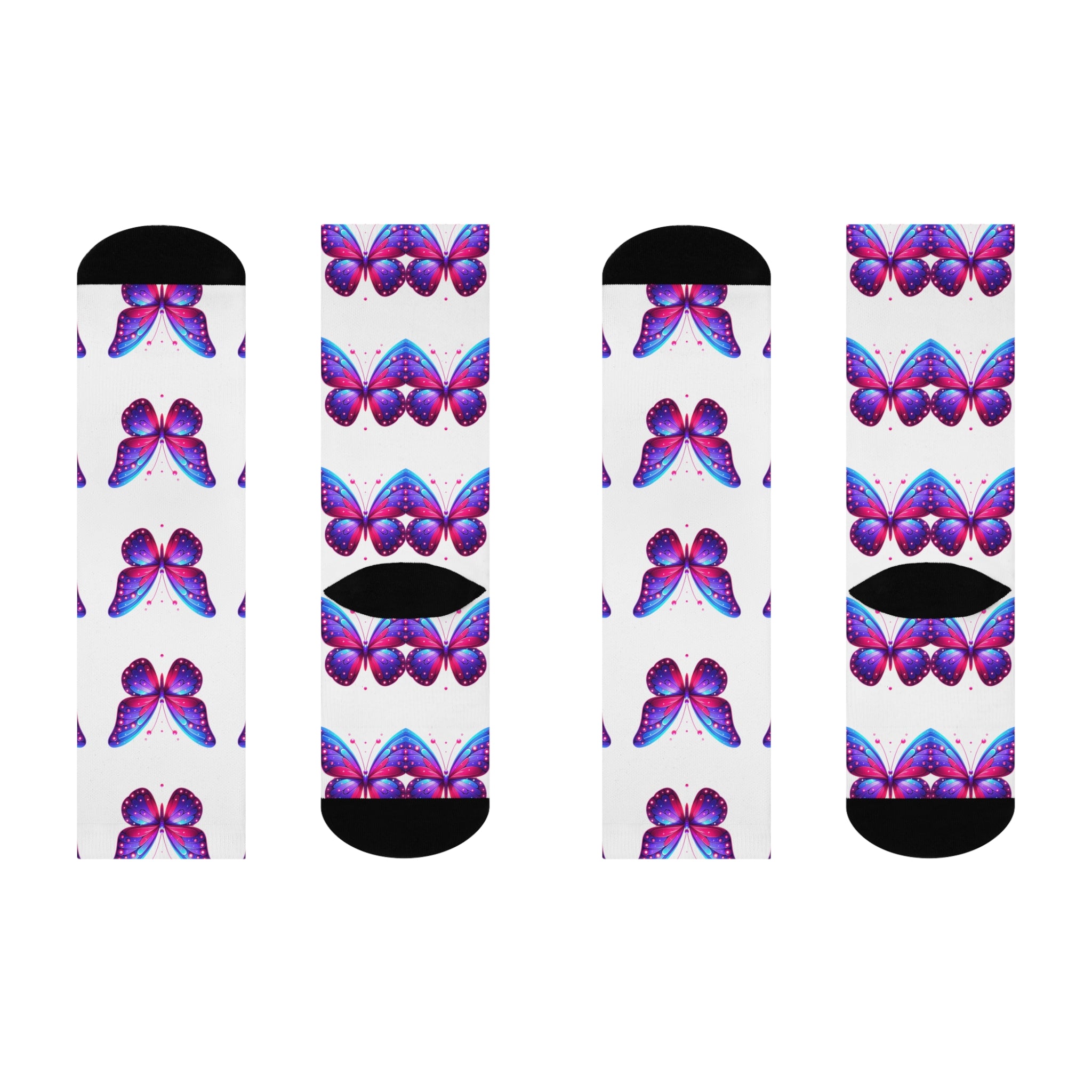 Colorful Butterfly Cushioned Crew Socks - Perfect for Spring Celebrations