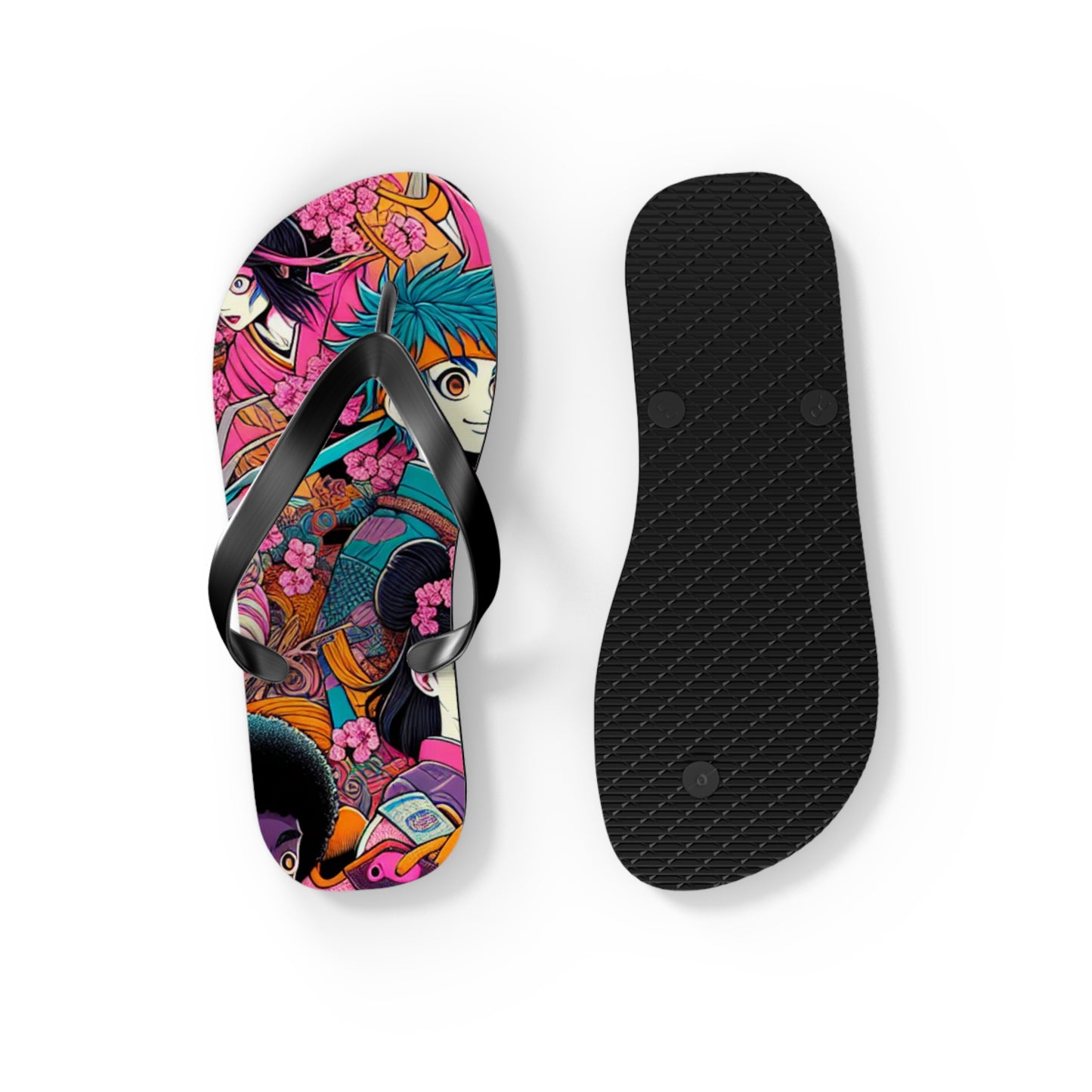 Colorful Artistic Flip Flops, Summer Beach Footwear, Cute Vacation Sandals, Trendy Beachwear, Gift for Her