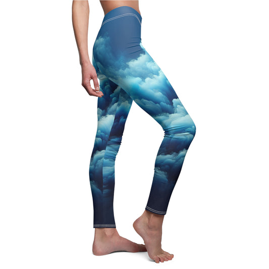 Ocean Wave Print Women's Casual Leggings - Comfortable Activewear for Yoga & Fitness
