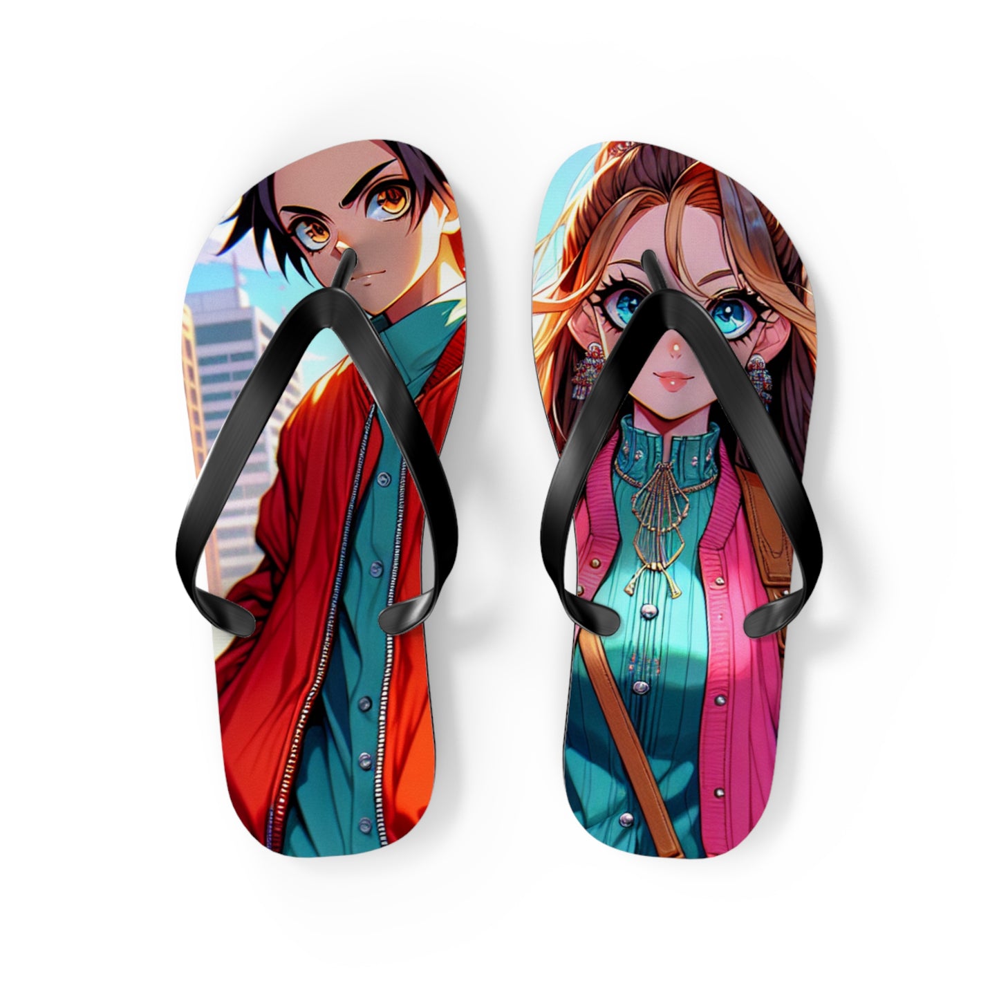 Anime-Inspired Flip Flops, Summer Beach Footwear, Fun Casual Sandals, Unique Gifts for Anime Fans, Vibrant Flip Flops for Beach Trips