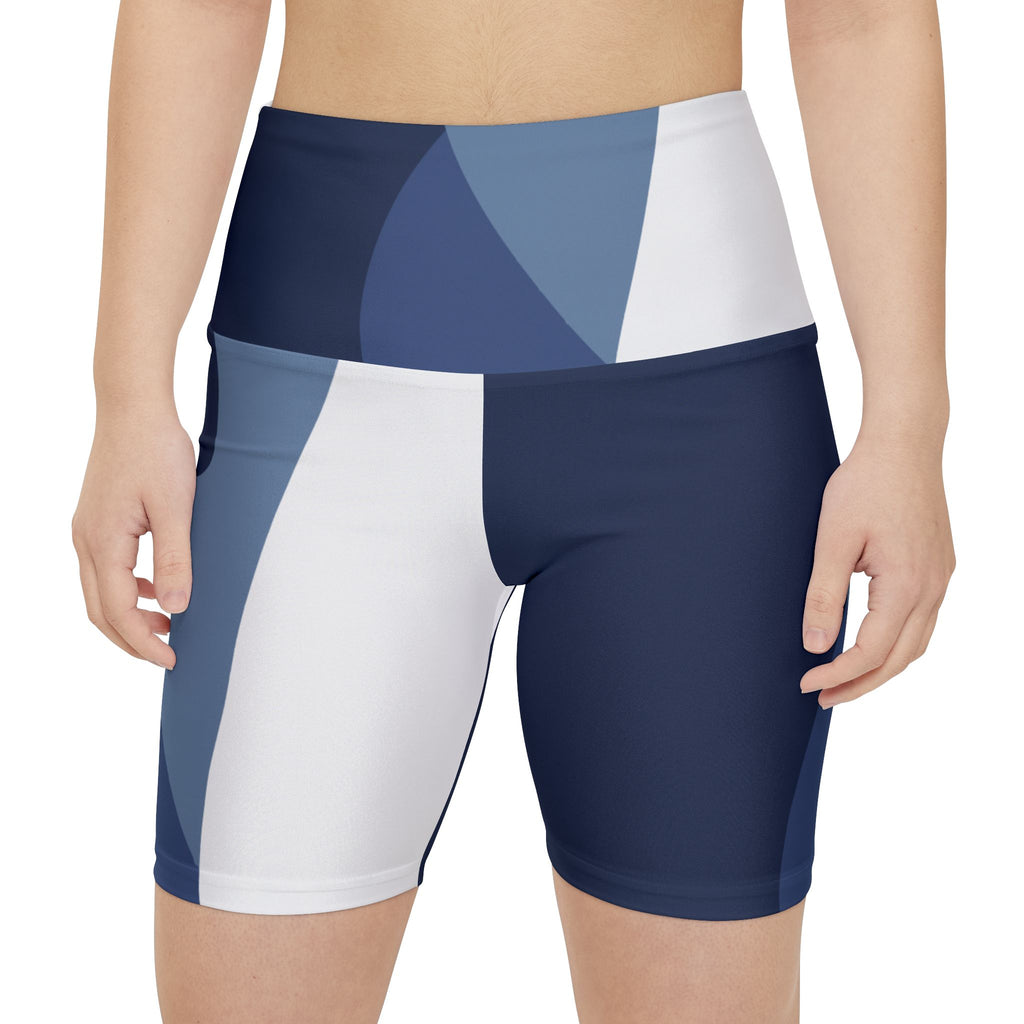 Stylish Women's Workout Shorts - Navy & Abstract Design for Active Lifestyle
