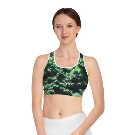 Mystic Green Cloud Sports Bra - Stylish Workout Wear for Fitness Enthusiasts