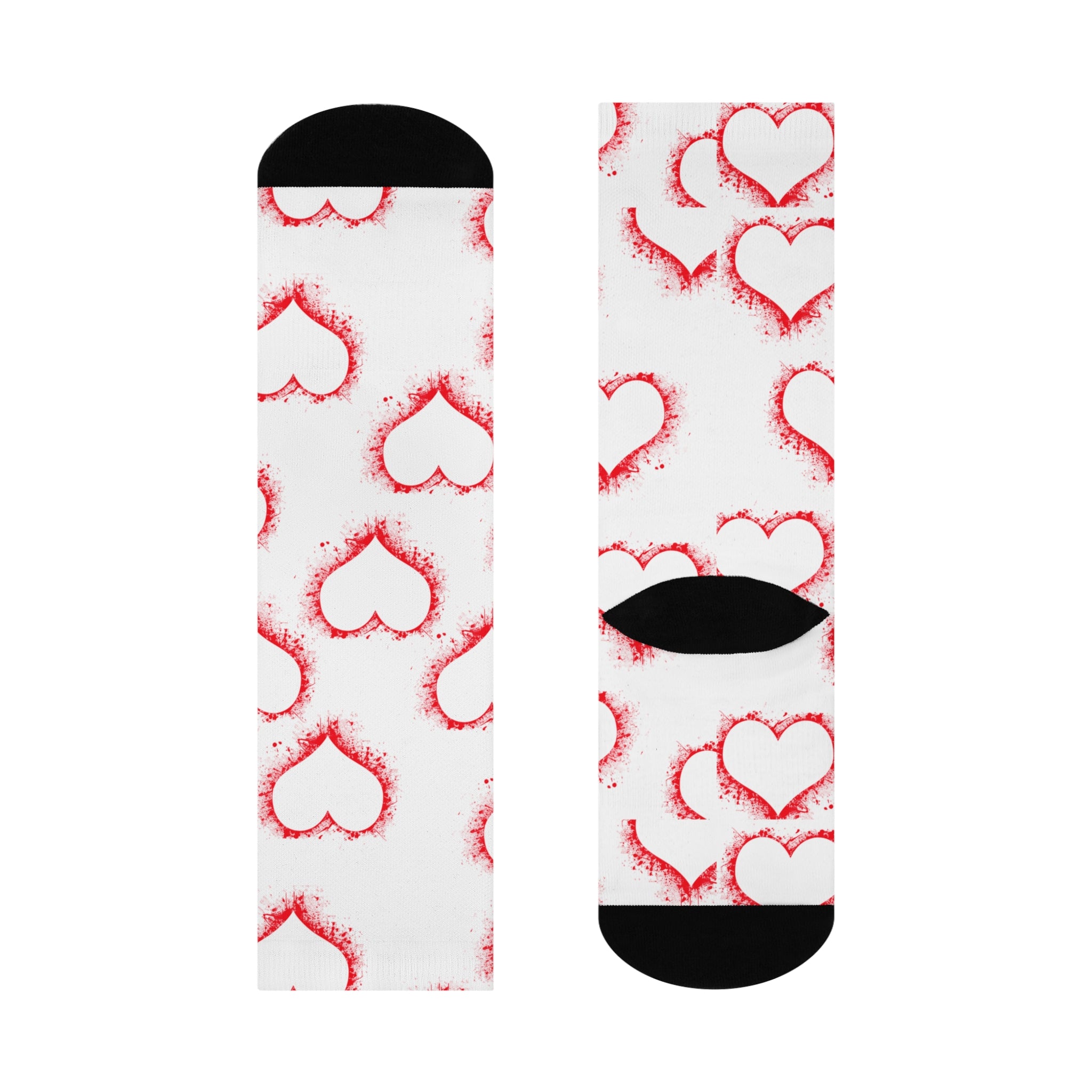 Valentine's Day Cushioned Crew Socks with Heart Design