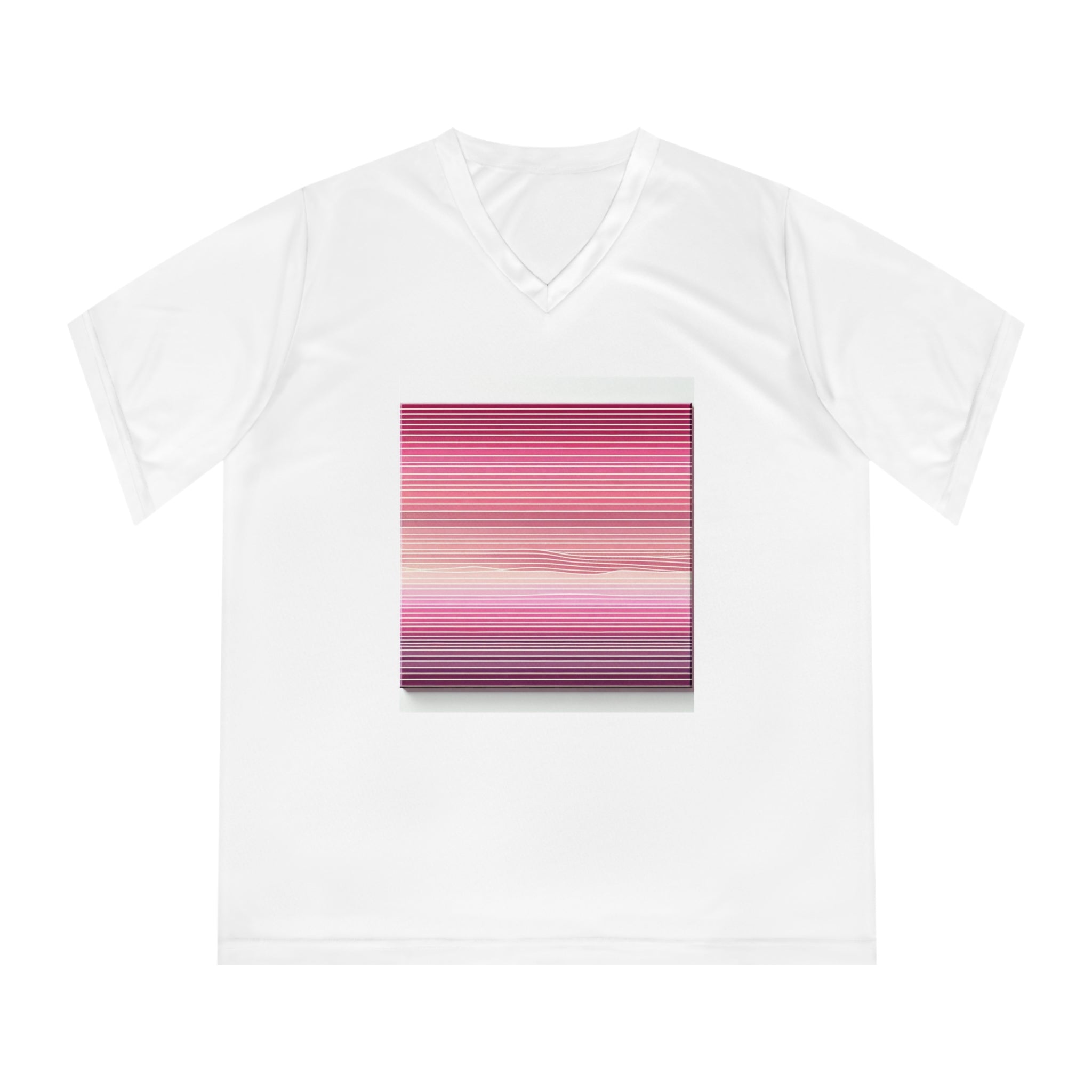 Women’s Performance V-Neck T-Shirt – Gradient Stripes Design for Active Lifestyle