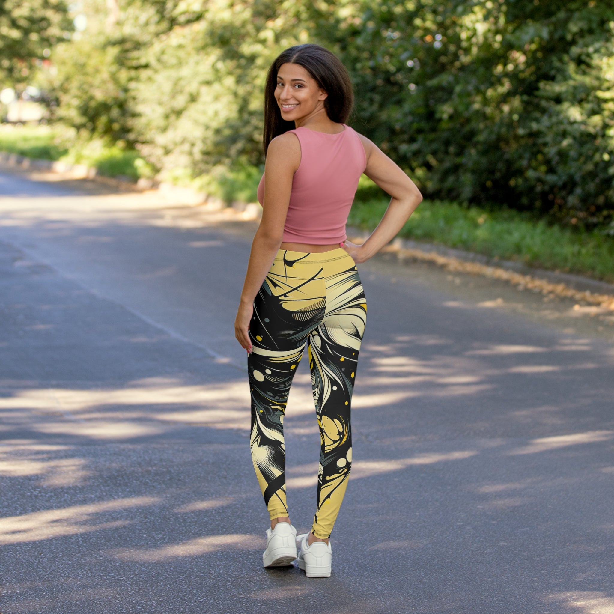 Stylish Women's Spandex Leggings with Abstract Design