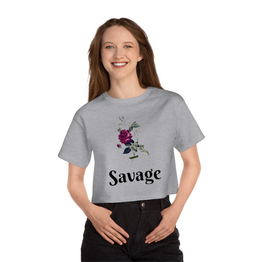 Savage Floral Cropped T-Shirt for Confident Women