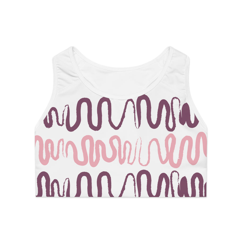Abstract Waves Sports Bra - Stylish Athletic Wear for Yoga and Fitness