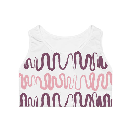 Abstract Waves Sports Bra - Stylish Athletic Wear for Yoga and Fitness