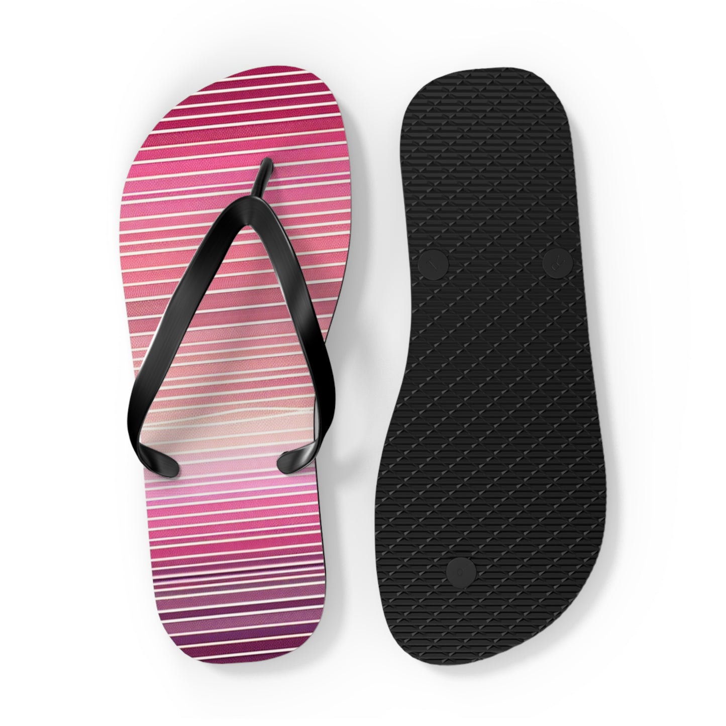 Trendy Pink Striped Flip Flops | Summer Beach Footwear, Vacation Sandals, Poolside Accessories, Womens Slip-Ons, Gift for Her