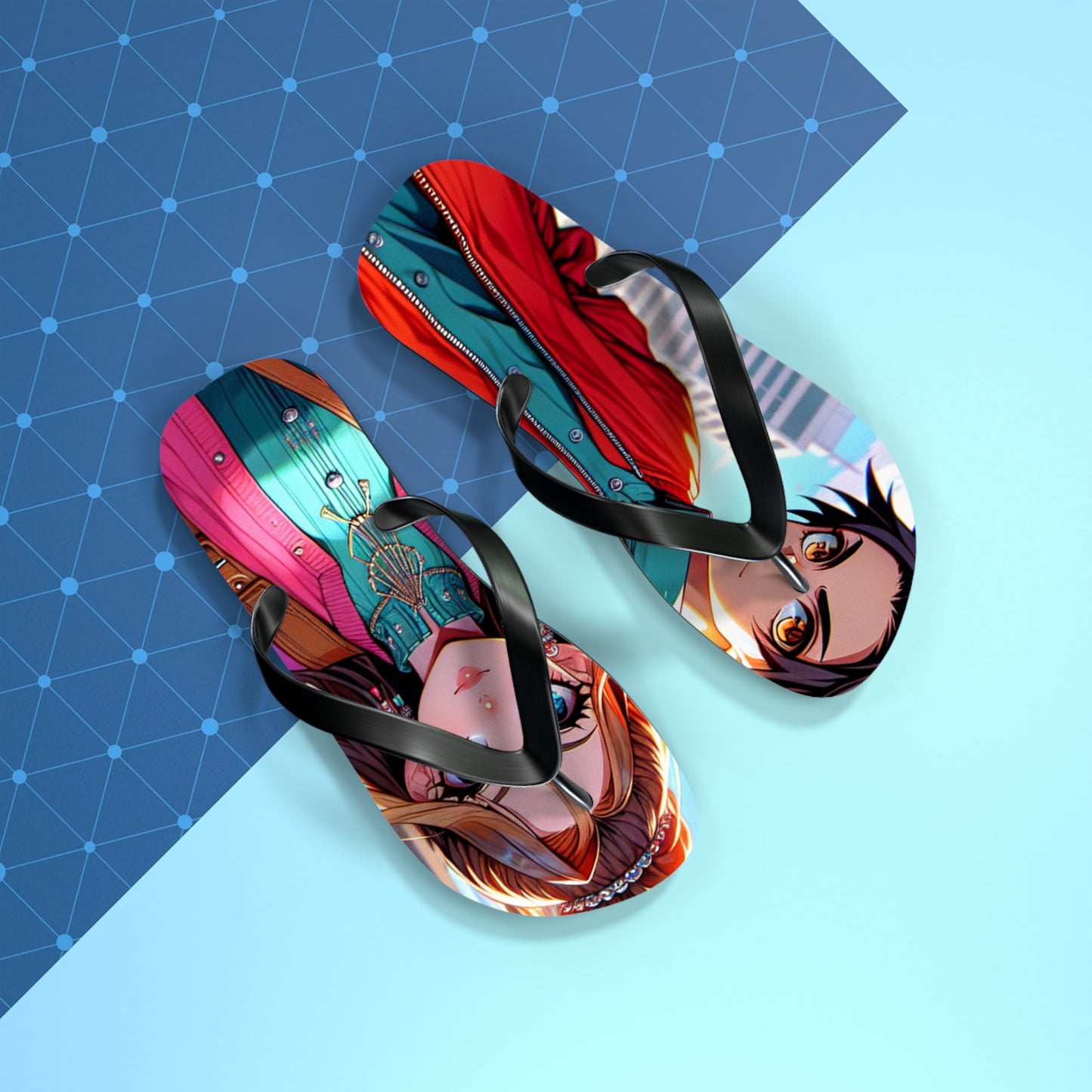 Anime-Inspired Flip Flops, Summer Beach Footwear, Fun Casual Sandals, Unique Gifts for Anime Fans, Vibrant Flip Flops for Beach Trips