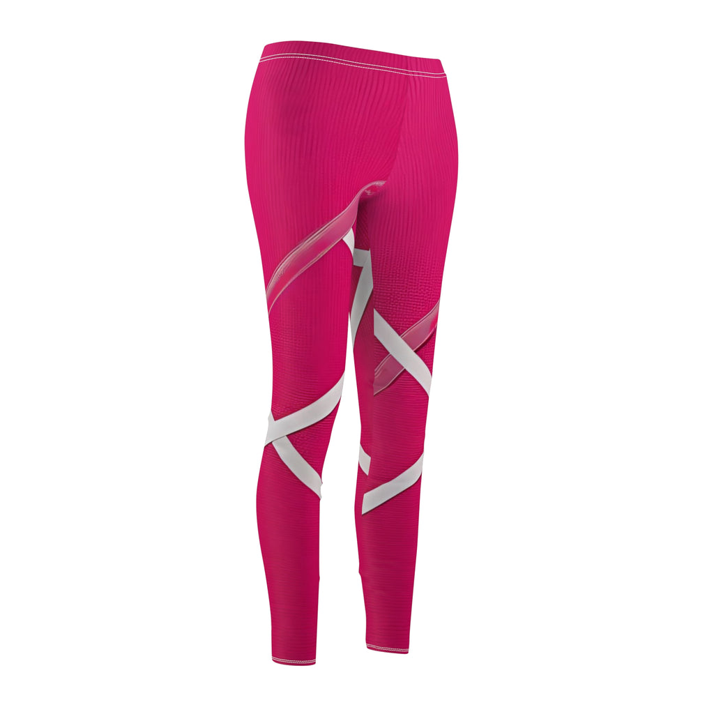 Stylish Women's Cut & Sew Casual Leggings with Unique Design in Bright Pink
