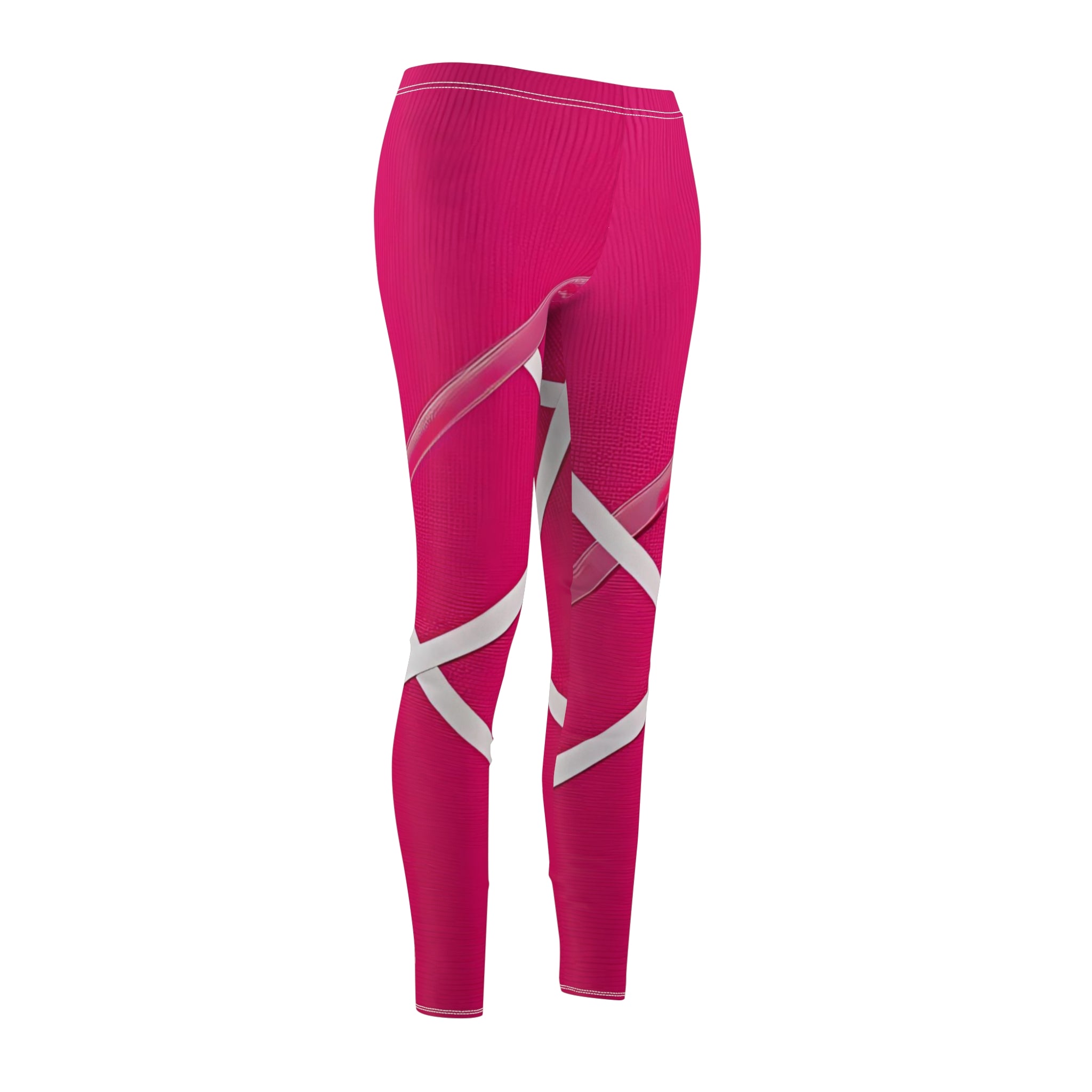 Stylish Women's Cut & Sew Casual Leggings with Unique Design in Bright Pink