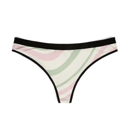 Sleek Women's Thongs - Stylish Green and Pink Stripes for Everyday Comfort