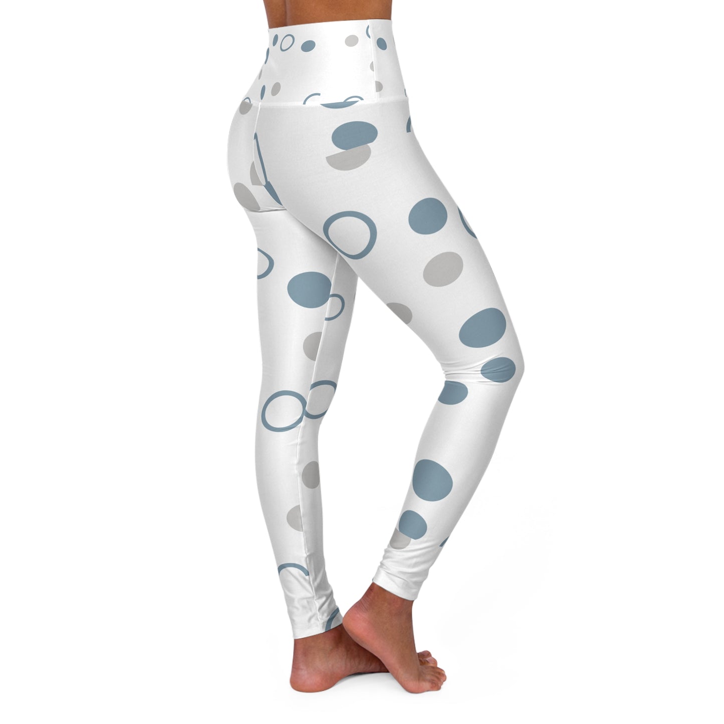 Trendy High Waisted Yoga Leggings with Modern Polka Dot Design