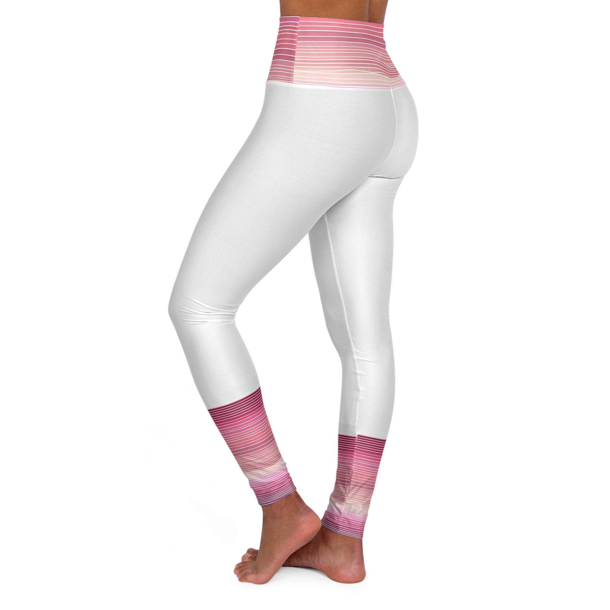 Yoga Leggings - Pink Horizontal Lines Design