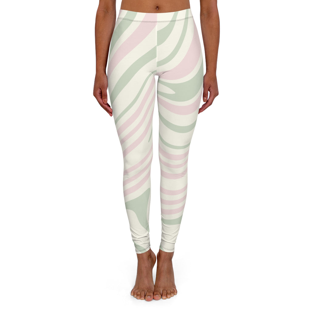 Trendy Women's Spandex Leggings with Minimalist Wave Design