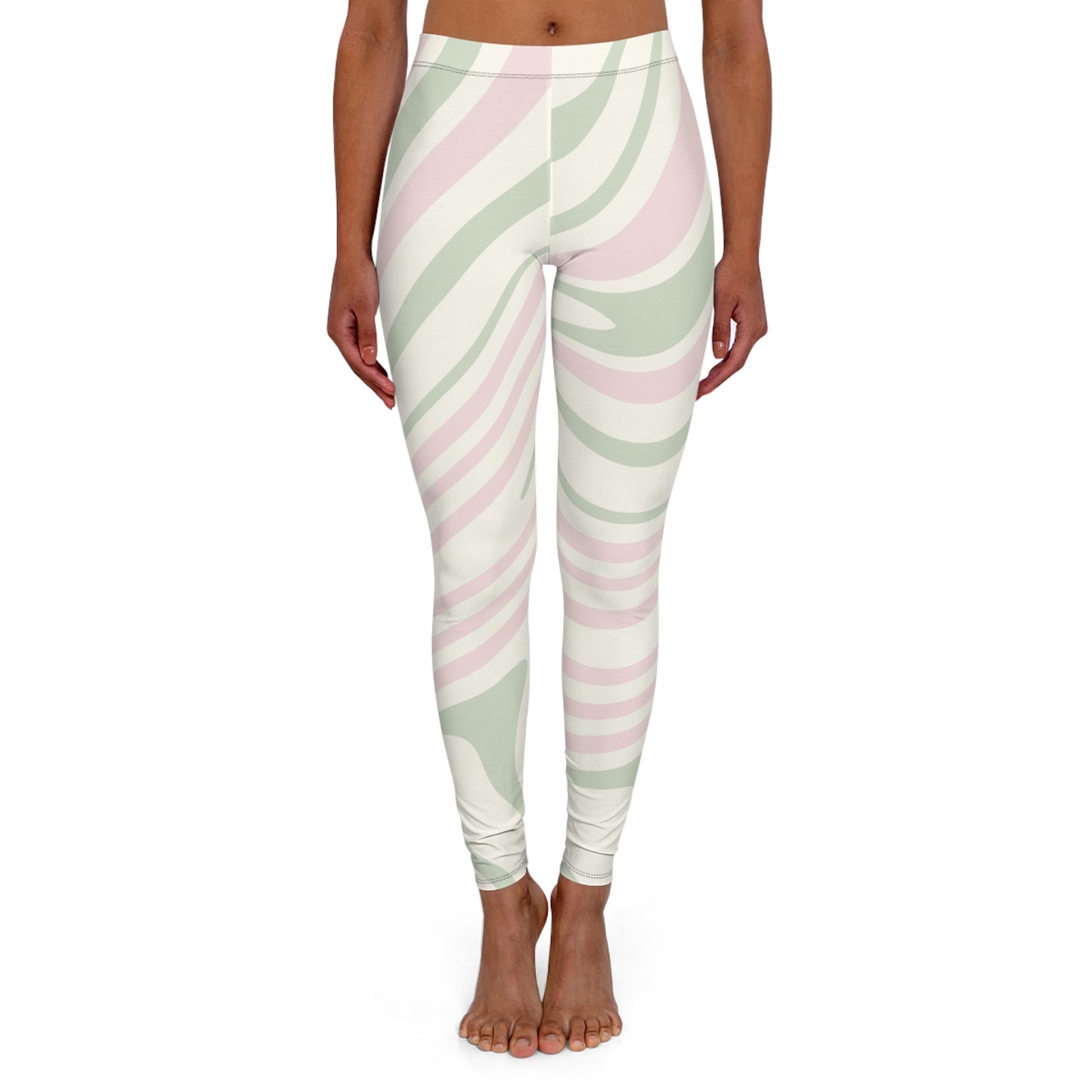 Trendy Women's Spandex Leggings with Minimalist Wave Design