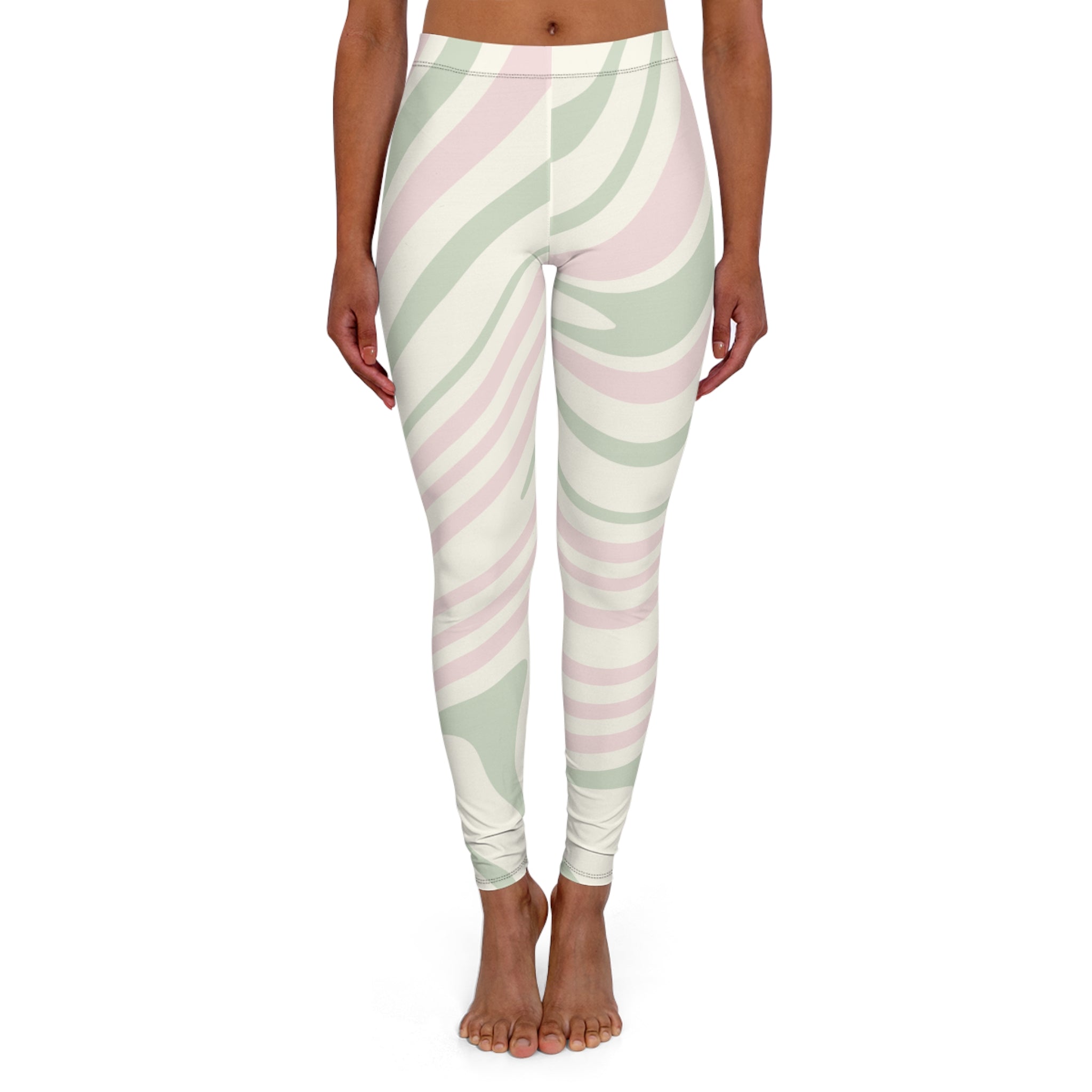 Trendy Women's Spandex Leggings with Minimalist Wave Design