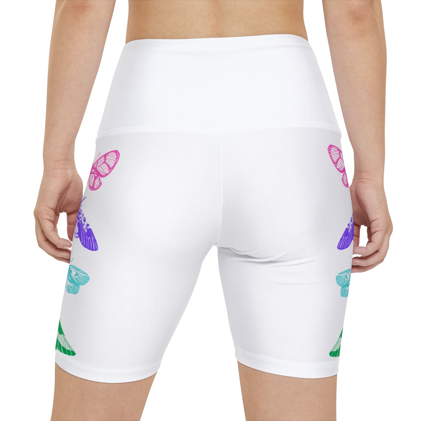 Butterfly Print Women's Workout Shorts - Stylish Activewear for Fitness Enthusiasts