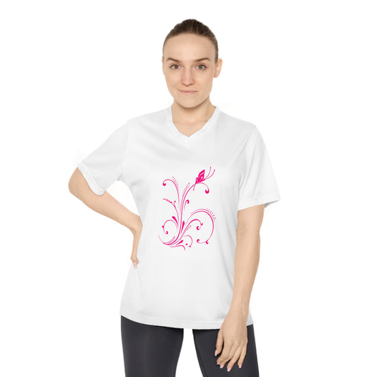 Floral Women's Performance V-Neck T-Shirt – Activewear for Fitness & Everyday