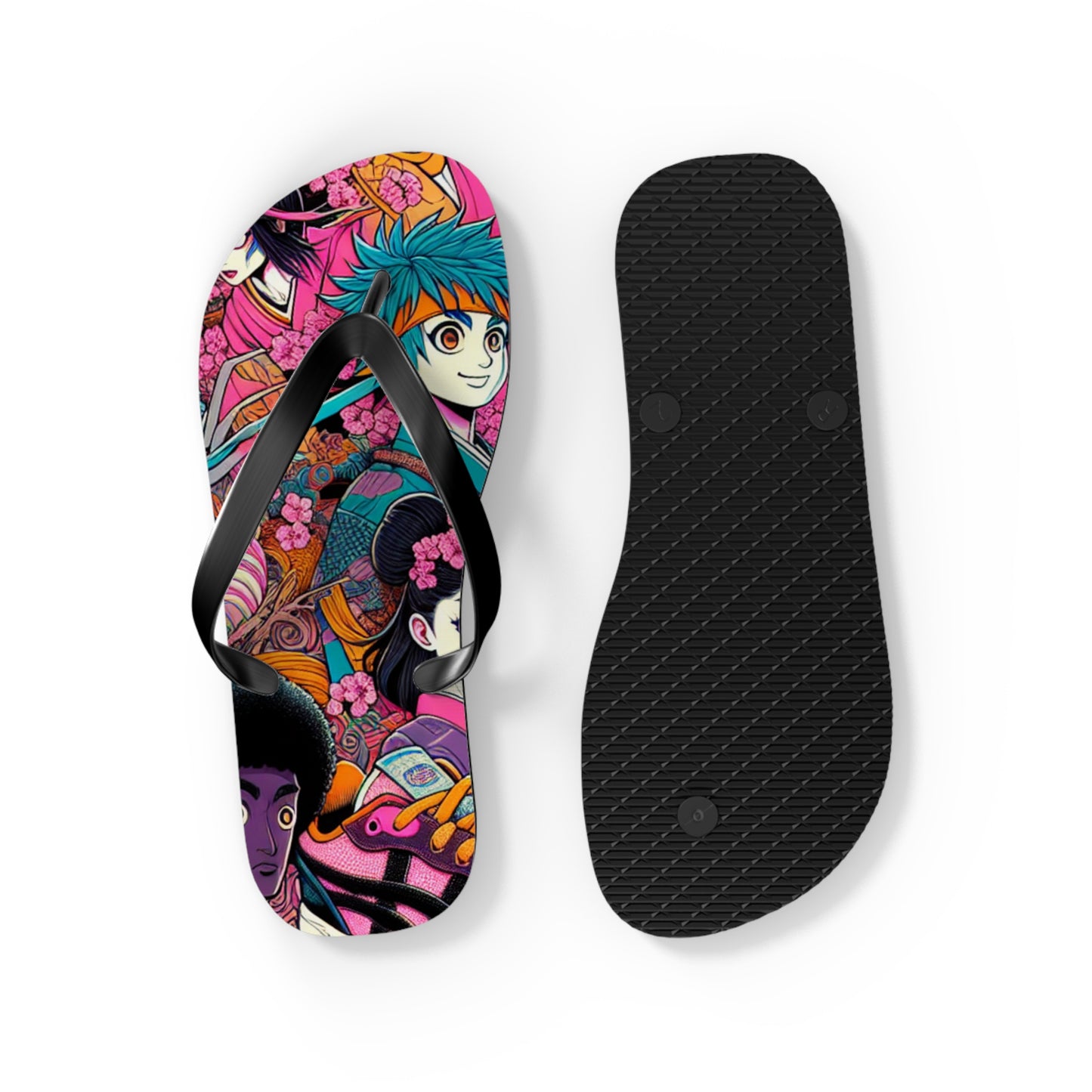 Colorful Artistic Flip Flops, Summer Beach Footwear, Cute Vacation Sandals, Trendy Beachwear, Gift for Her