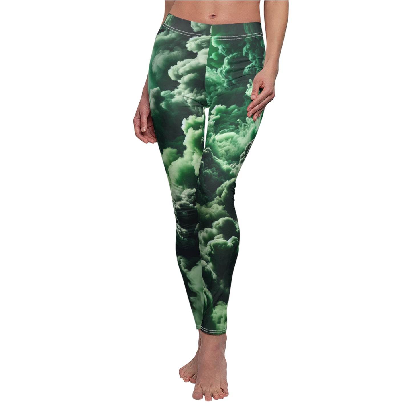 Green Cloudy Casual Leggings - Women&#039;s Trendy Activewear
