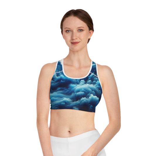 Wave Pattern Sports Bra - Ocean-Inspired Activewear