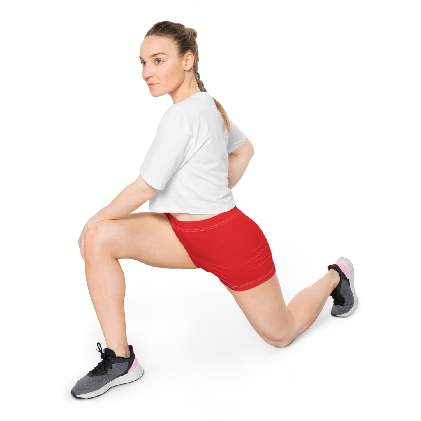 Bold Red Women's Athletic Shorts | Fitness, Sportswear, Swimwear, Summer Vibes, Outdoor Adventures, Casual Comfort