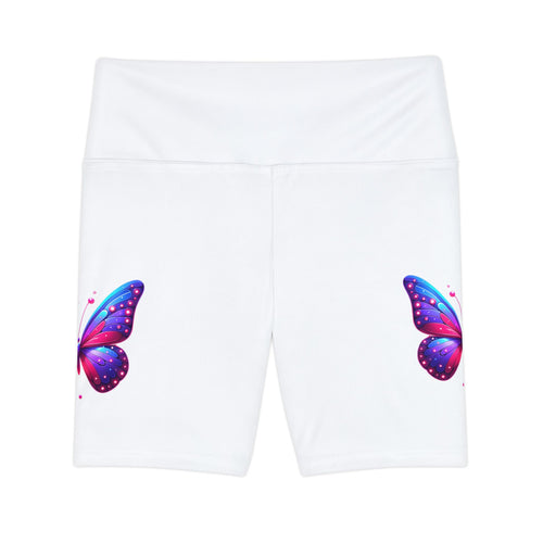 Butterfly Print Women's Workout Shorts - Colorful Activewear for Fitness Enthusiasts