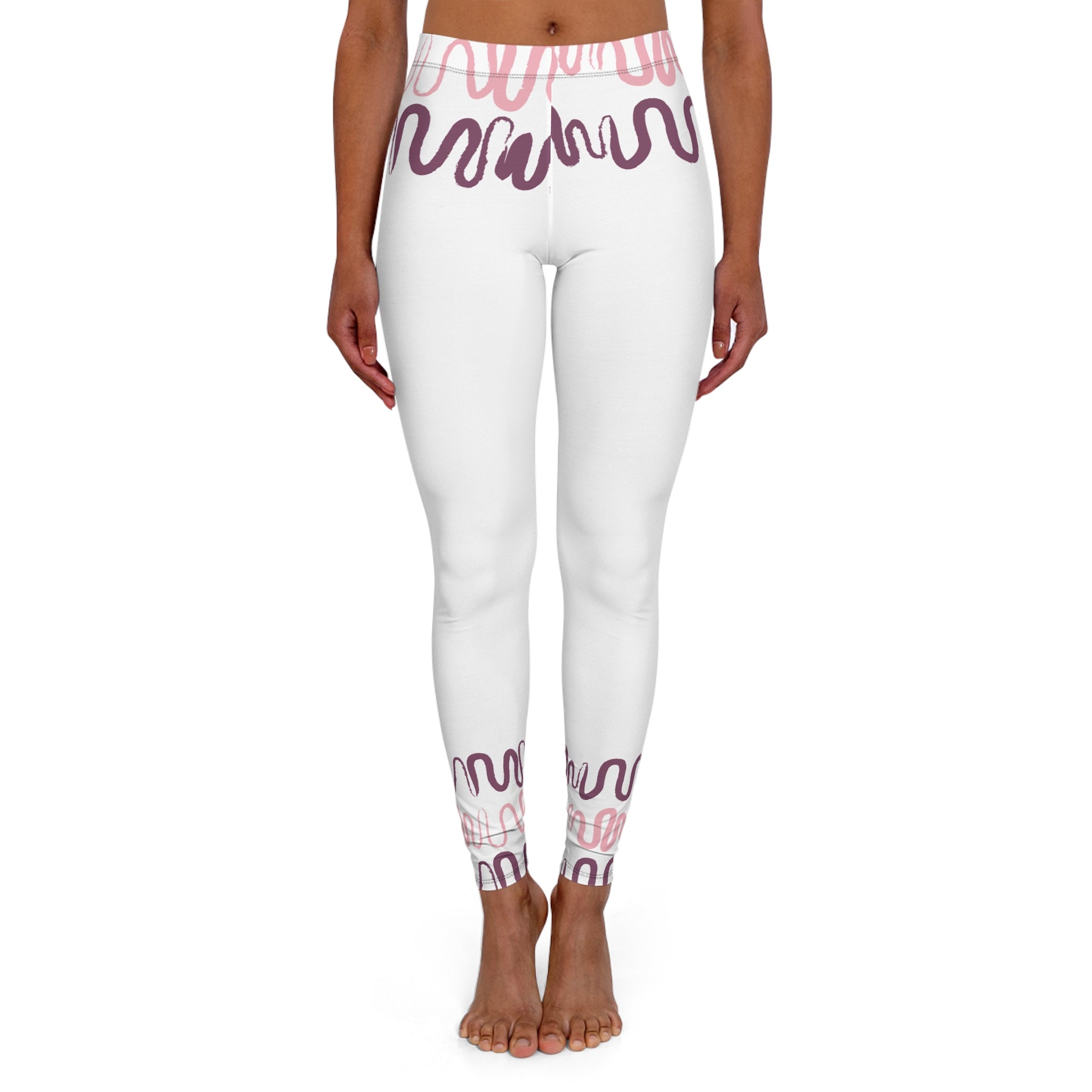 Stylish Women's Spandex Leggings with Abstract Waves Design