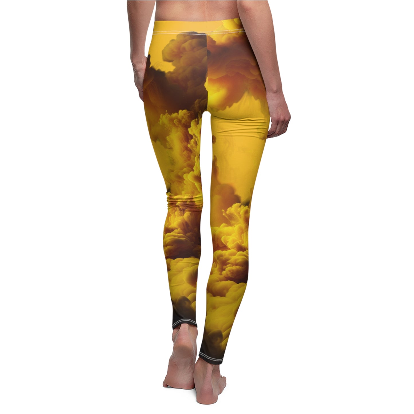 Vibrant Yellow Abstract Leggings for Women - Casual Fashion Activewear