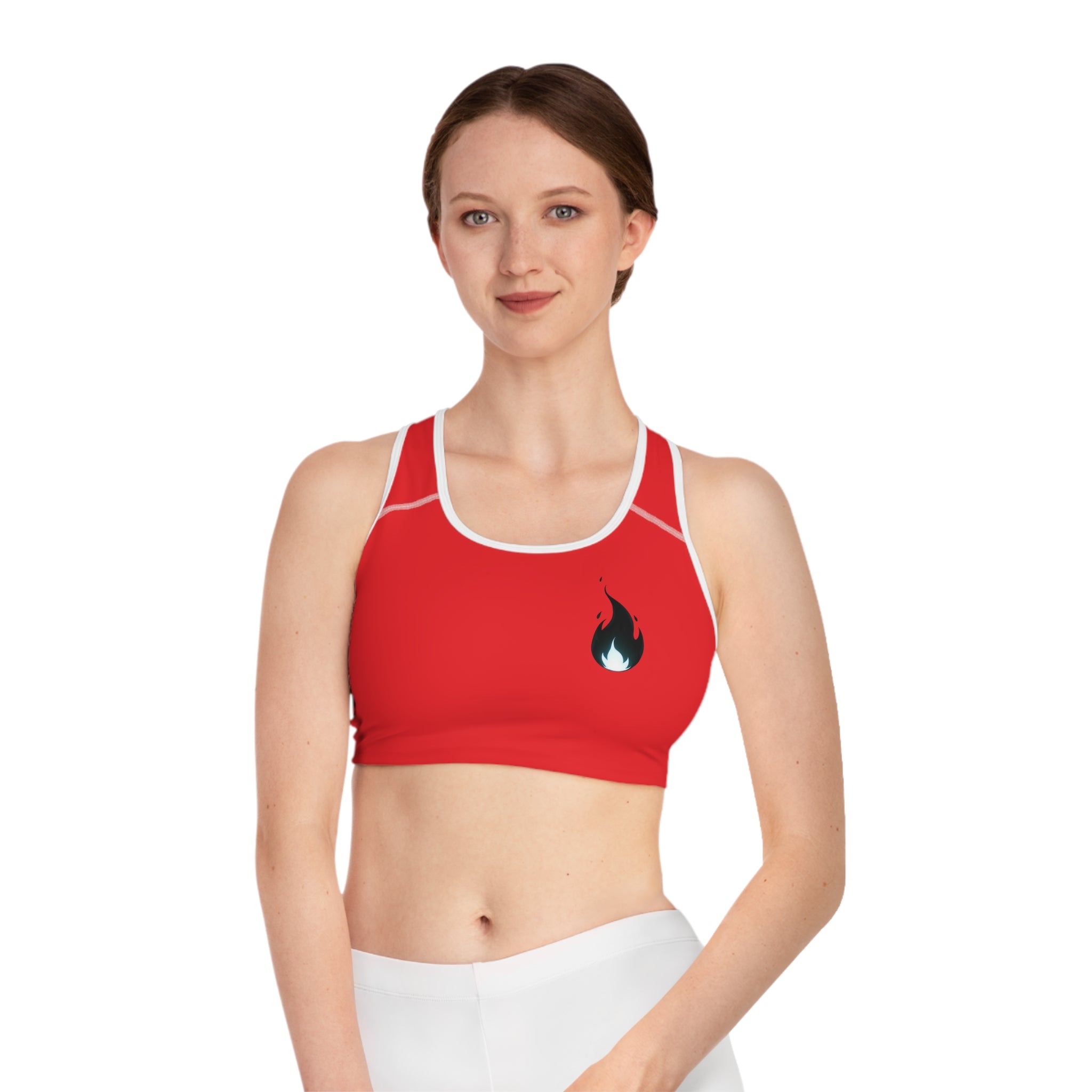 Fire-Embellished Performance Sports Bra - Ideal for Gym & Activewear