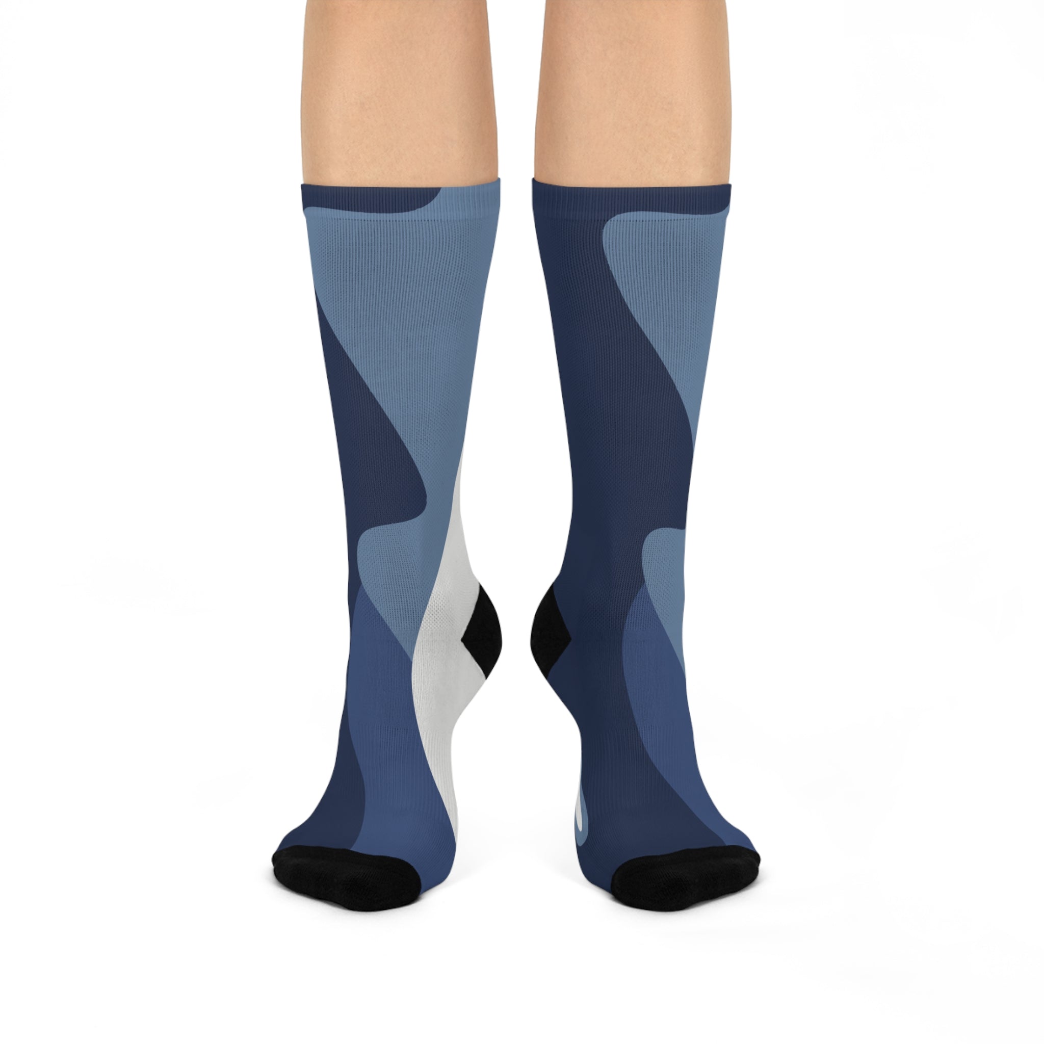 Stylish Comfort Cushioned Crew Socks - Trendy Abstract Design for Everyday Wear