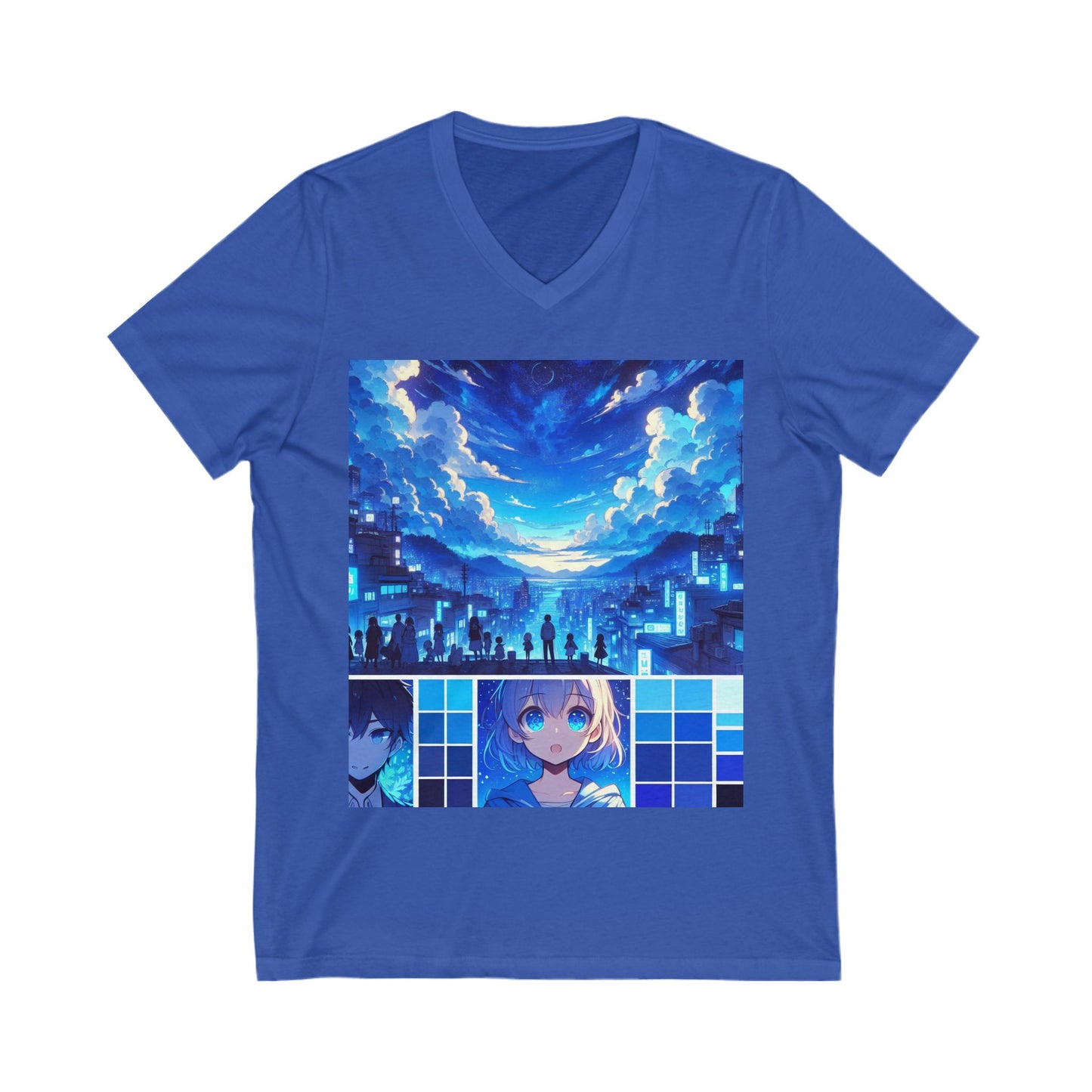 Anime-Inspired V-Neck Tee, Unisex Short Sleeve Shirt, Casual Graphic Tee, Gifts for Otaku, Stylish Everyday Wear