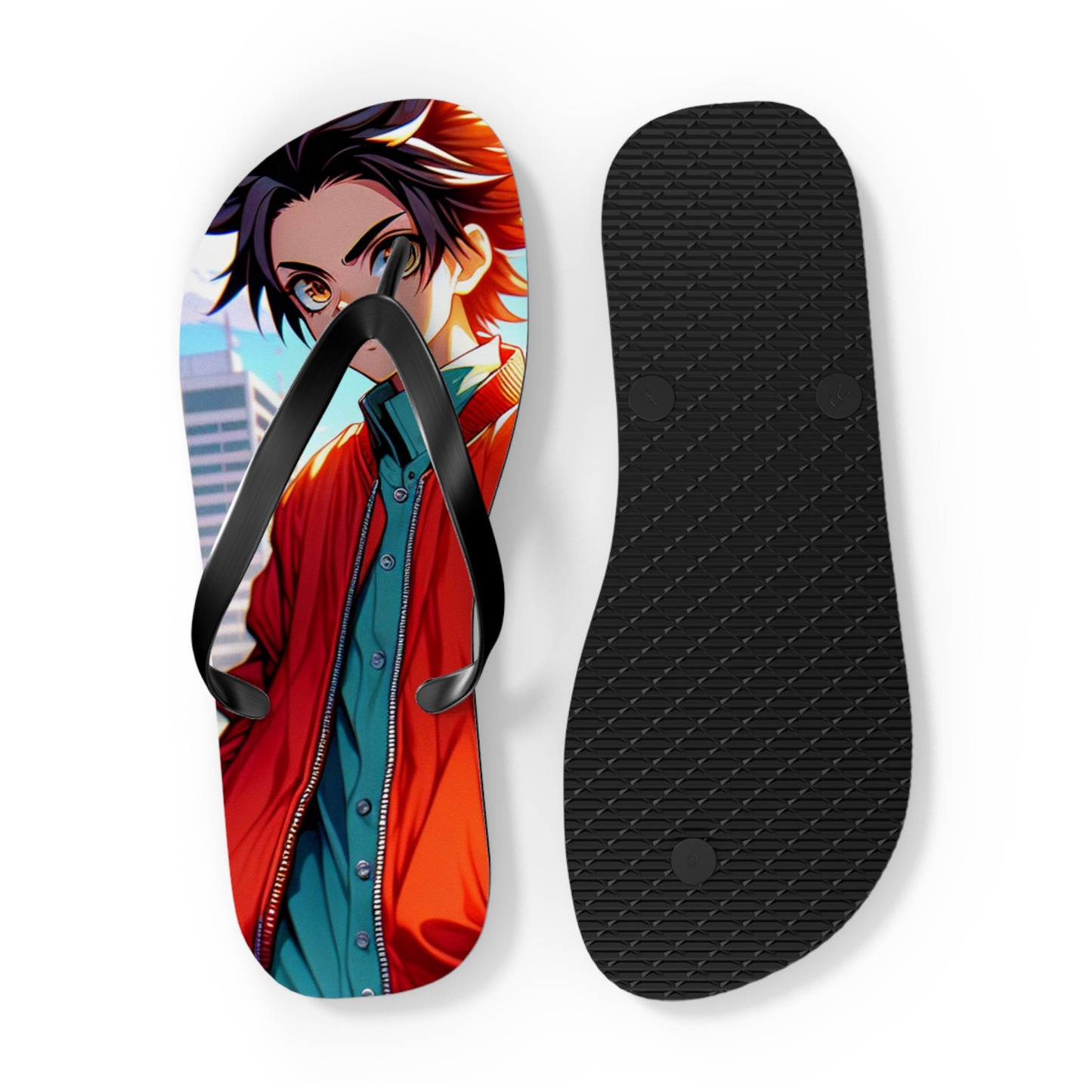 Anime-Inspired Flip Flops, Summer Beach Footwear, Fun Casual Sandals, Unique Gifts for Anime Fans, Vibrant Flip Flops for Beach Trips