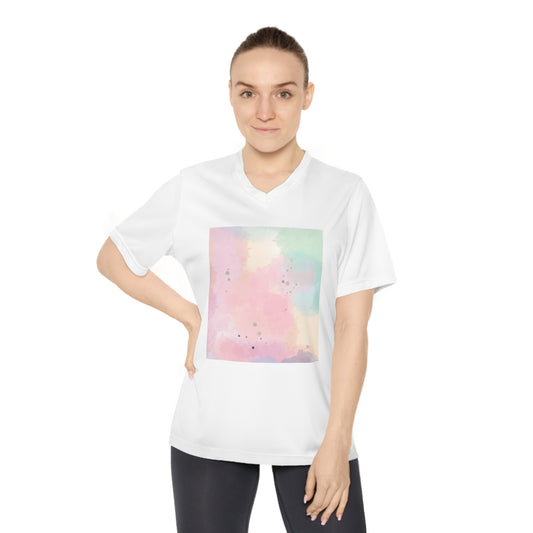 Pastel Watercolor Women's Performance V-Neck T-Shirt - Stylish & Comfortable Athletic Fit