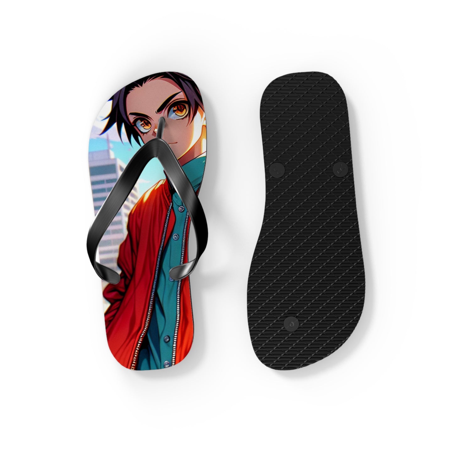 Anime-Inspired Flip Flops, Summer Beach Footwear, Fun Casual Sandals, Unique Gifts for Anime Fans, Vibrant Flip Flops for Beach Trips