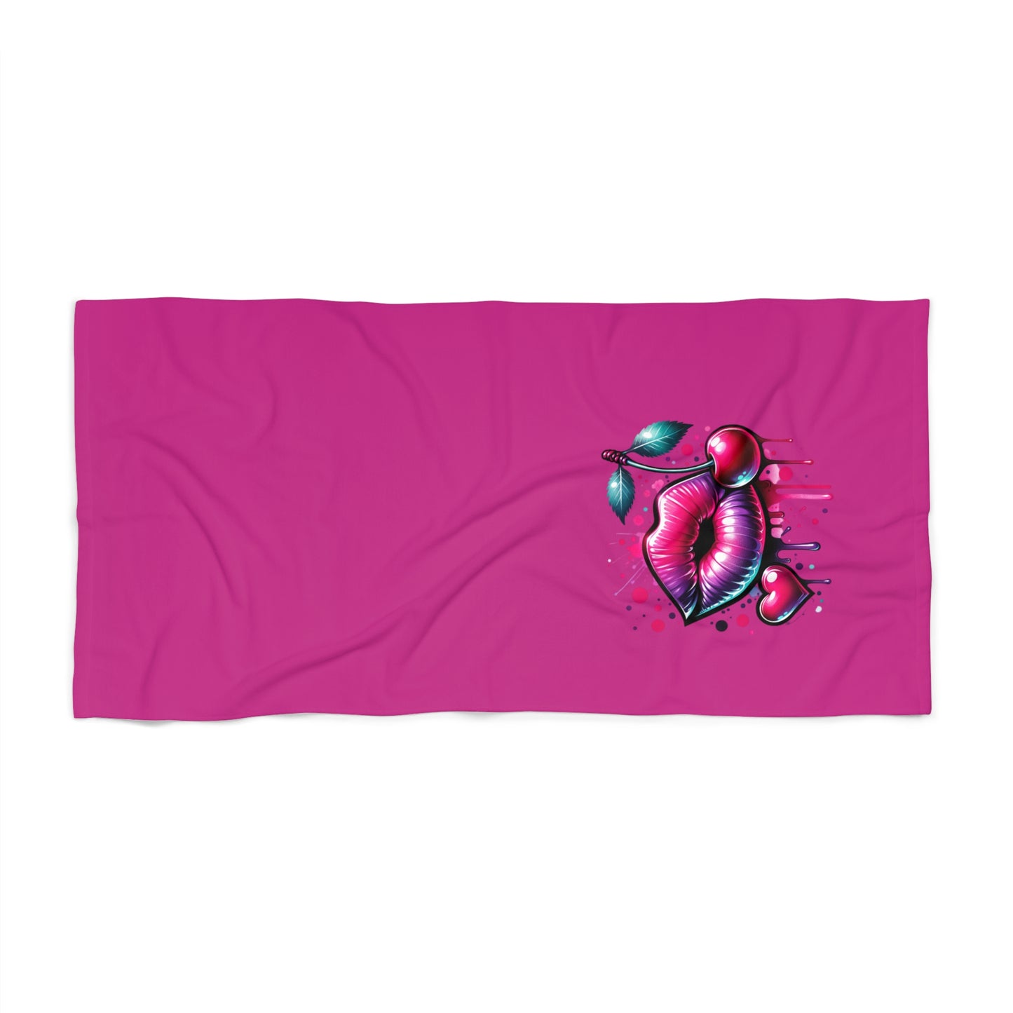 Vibrant Kiss Lips Beach Towel, Summer Towel, Poolside Essential, Cozy Beach Must-Have, Gift for Her, Fun Vacation Accessory