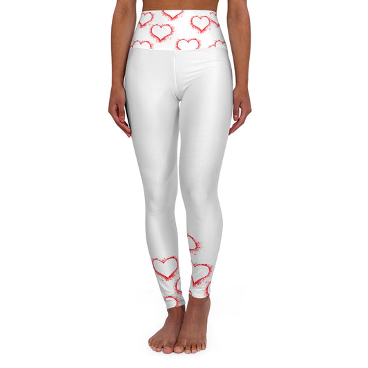 Romantic Heart Pattern High Waisted Yoga Leggings - Love & Comfort for Fitness and Everyday Wear