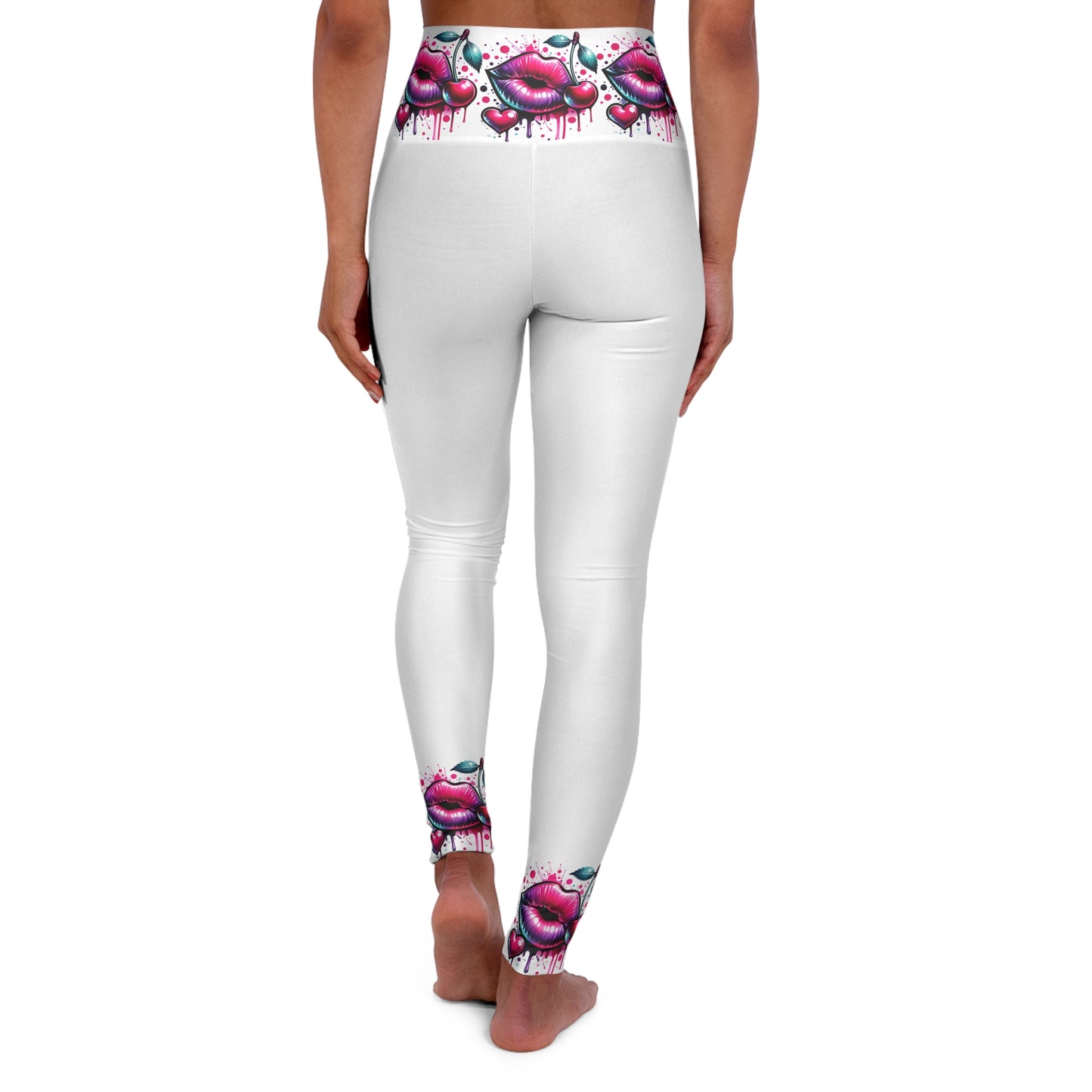 Artistic High Waisted Yoga Leggings - Trendy Workout Wear with Unique Design