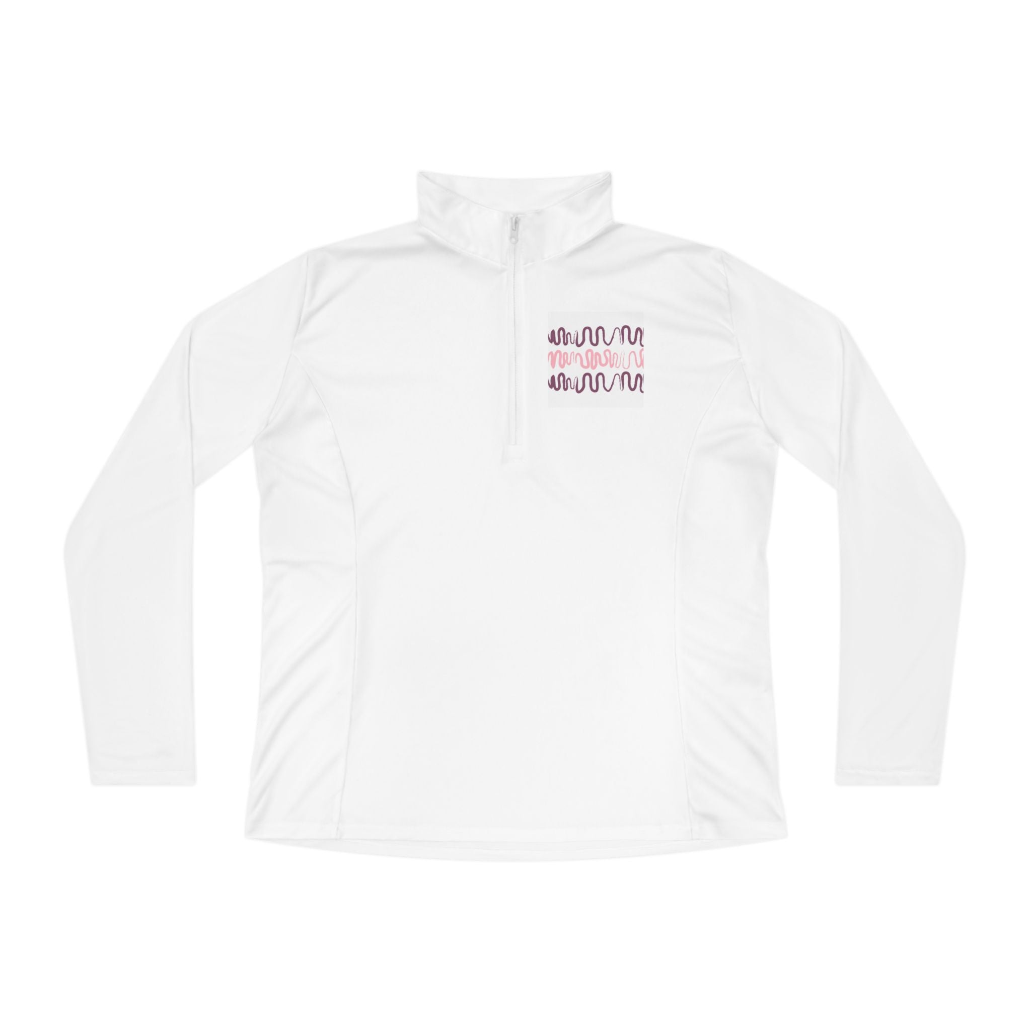 Ladies Quarter-Zip Pullover with Wave Design - Stylish Sportswear for Active Women