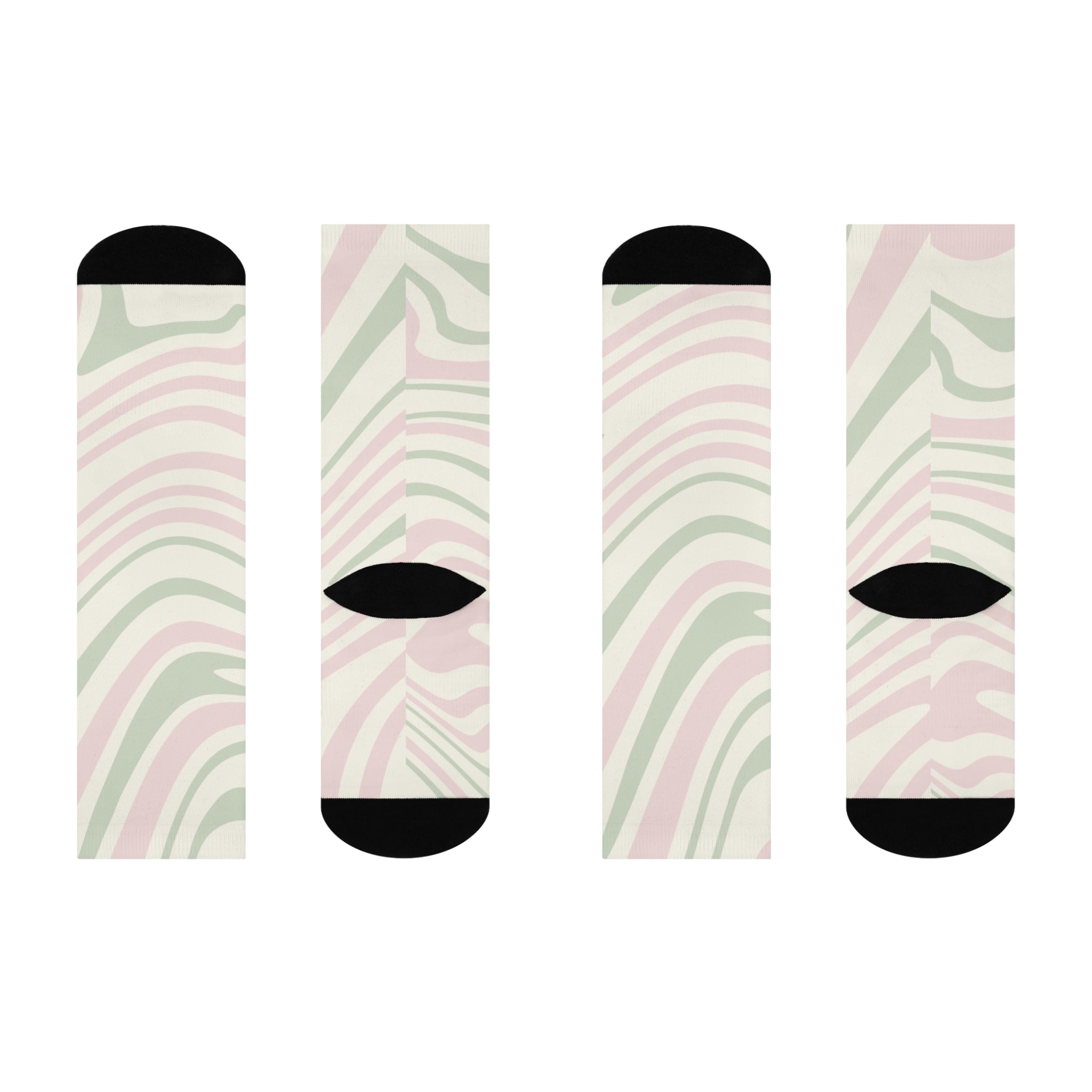 Stylish Cushioned Crew Socks - Abstract Pastel Swirl Design