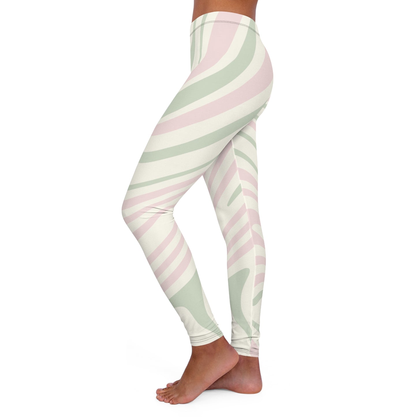 Trendy Women's Spandex Leggings with Minimalist Wave Design