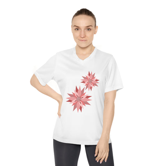 Floral Women's Performance V-Neck T-Shirt - Ideal for Active Living
