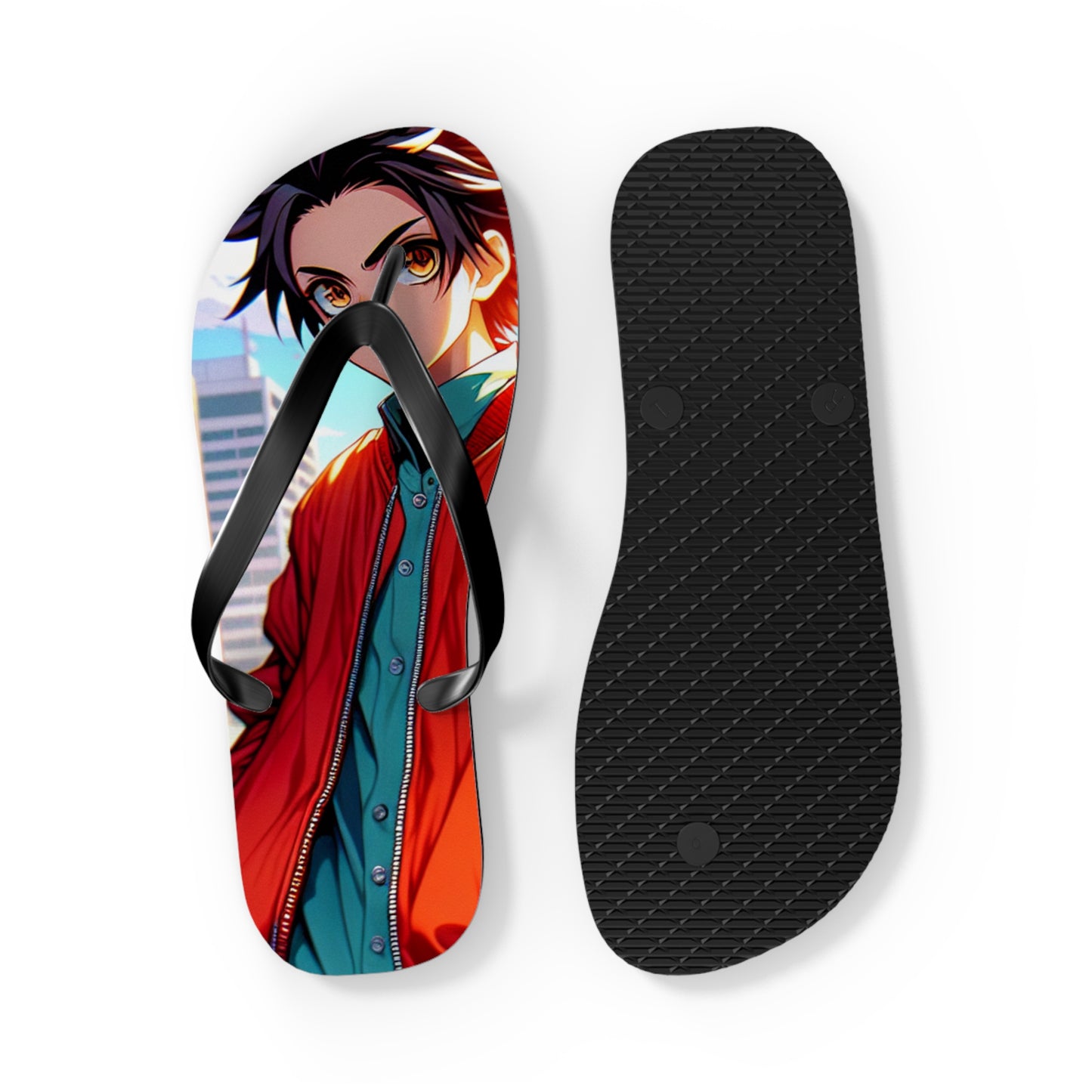 Anime-Inspired Flip Flops, Summer Beach Footwear, Fun Casual Sandals, Unique Gifts for Anime Fans, Vibrant Flip Flops for Beach Trips
