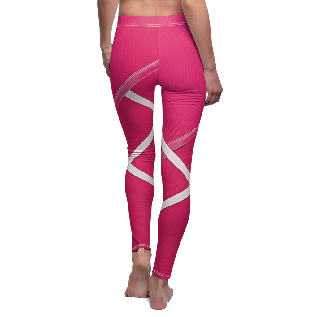Stylish Women's Cut & Sew Casual Leggings with Unique Design in Bright Pink