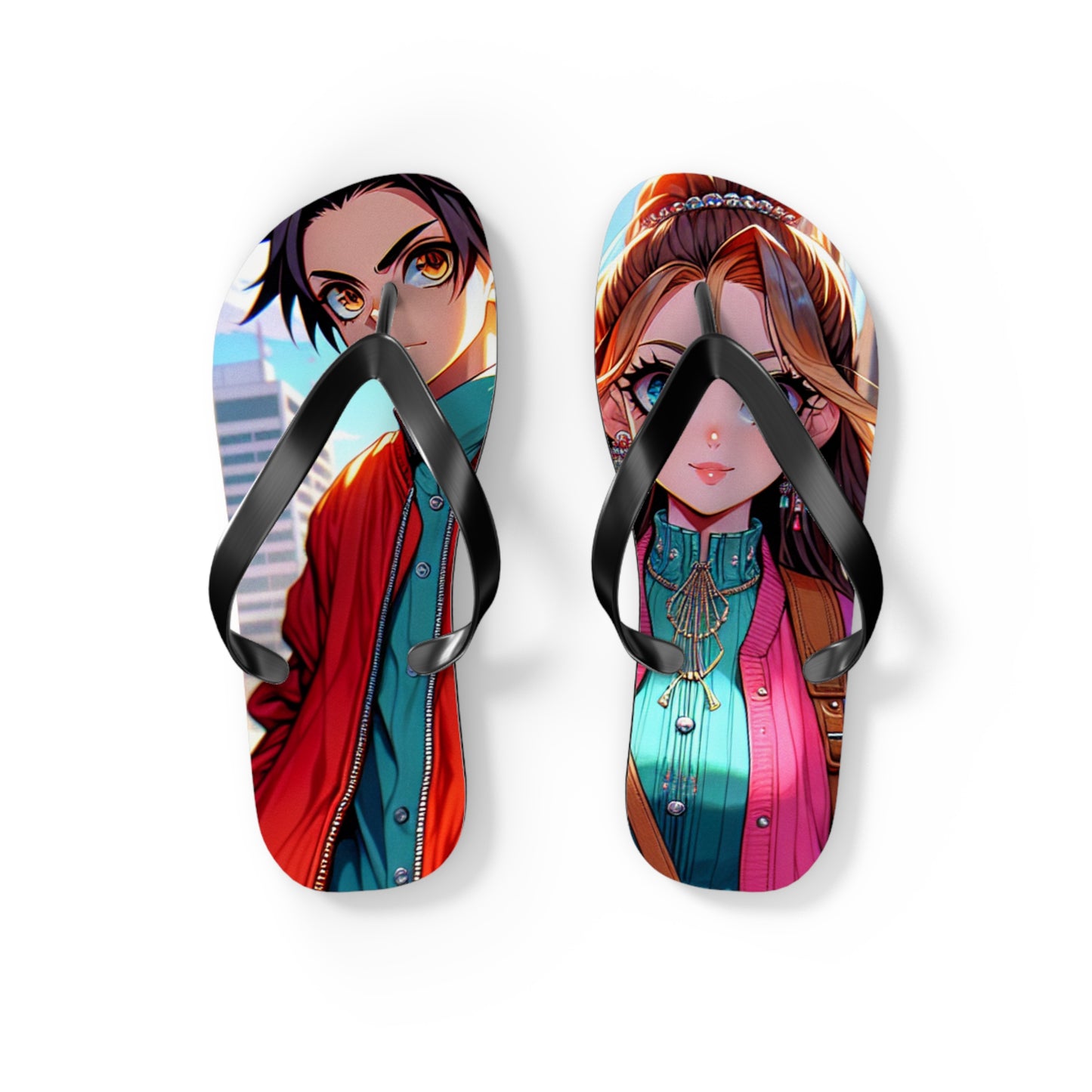 Anime-Inspired Flip Flops, Summer Beach Footwear, Fun Casual Sandals, Unique Gifts for Anime Fans, Vibrant Flip Flops for Beach Trips